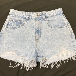 Cotton On Light Blue Frayed Hem Jean Shorts